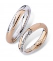 Wedding Ring Polello Woman - Bicolor in Rose Gold and 18K White Gold with Natural Diamonds - 0