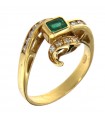 Picca Woman Ring - in Yellow Gold with Diamonds and Emerald - 0