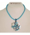 Rajola Woman's Necklace - Tresor Medallion Pendant with Pearls, Turquoise Paste and Aquamarine - 0