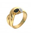 Picca Woman's Ring - in Yellow Gold with Diamonds and Sapphire - 0