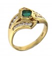 Picca Woman Ring - in Yellow Gold with Diamonds and Emerald - 0