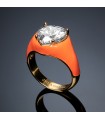 Chiara Ferragni Woman's Ring - Chevalier Love Parade Gold Orange with White Heart - 16 - 0