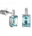 Davite & Delucchi Woman's Earrings - in White Gold with Diamonds and Aquamarine - 0