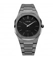 D1 Milano Man's Watch - Ultra Thin Gun Metal 40mm Black with 3D Lines - 0