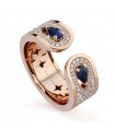 Buonocore Woman's Ring - Open in 18K Rose Gold with Natural Diamonds and Blue Sapphires - 0