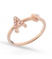 Buonocore Woman's Ring - Letters in 18K Rose Gold Letter A and Heart with White Diamonds 0.07 ct - 0