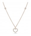 Buonocore Necklace - Heart in 18K Rose Gold Open Heart with Natural Diamonds 0.24 ct - 0