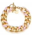 Unoaerre Woman's Bracelet - Colors in Golden Bronze with Pink and White Groumette 20cm Chain - 0