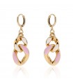 Unoaerre Woman's Earrings  - Colors in Golden Bronze with Pink and White Groumette Chain - 0