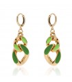 Unoaerre Woman's Earrings - Colors in Golden Bronze with Green Groumette Chain - 0