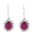 Davite & Delucchi Woman's Earrings - 18 kt White Gold Pendants with Natural Diamonds and Rubies 0.95 ct - 0