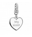 Rosato Heart Charm - Details Pendant in 925% Silver My Sister