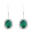 Davite & Delucchi Woman Earrings - 18K White Gold Pendants with Natural Diamonds and Emeralds 0.80 ct - 0