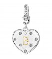 Rosato Heart Charm - Letter B Alphabet Pendant in 925% Silver with Zircons