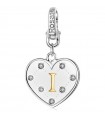 Rosato Heart Charm - Letter E Alphabet Pendant in 925% Silver with Zircons