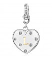 Rosato Heart Charm - Letter L Alphabet Pendant in 925% Silver with Zircons