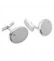 Polello Cufflinks for Men - 925% Oval Silver with Natural Diamonds - 0