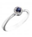 Davite & Delucchi Woman's Ring - in 18K White Gold with Natural Diamonds and Sapphire 0.14 ct - 0