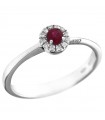 Davite & Delucchi Fantasia Woman's Ring - in 18k White Gold with Natural Diamonds and Ruby 0.14 ct - 0