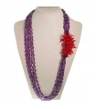 Rajola Woman's Necklace - Multi-strand Ocean with Amethyst and Red Coral - 0