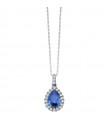 Miluna Necklace - 18k White Gold with 0.32 Carat Sapphire Drop Pendant - 0