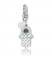 Charm Rosato Hand of Fatima - My Luck 925% Silver Pendant with Green Zircon