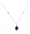 Picca Woman's Necklace - in 18k White Gold with Sapphire Pendant and Natural Diamonds 0.16 ct - 0