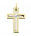 Pendente Chimento Croce - Immagine Sacre Tradition Gold in Oro Bicolore con Diamanti Naturali