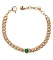 Crivelli Bracelet - Groumette in 18K Rose Gold with Emerald Heart and Natural Diamonds - 0