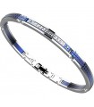 Zancan Men's Bracelet - Hi-Teck in 316L Steel in Blue PVD with White Sapphires