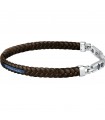 Maserati Men's Bracelet - Jewels Chain in 316L Steel and Brown Leather