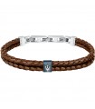 Maserati Men's Bracelet - Jewels in Brown Leather with Silver Logo