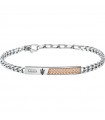 Maserati Men's Bracelet - Jewels in 316L Steel with White Diamonds and Rose Gold Bar