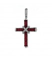 Chirico cross pendant with diamonds and rubies - 0