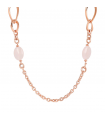 Bronzallure Women's Necklace - Variegated Rolò Chain with Rose Quartz