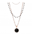 Collana Bronzallure da Donna - Variegata Multifilo con Ciondolo Pendente di Spinello Nero