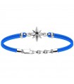 Zancan Men's Bracelet - Regatta Light Blue Kevlar Cord with Compass Rose and Black Spinel