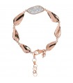 Bronzallure Women's Bracelet - Very High with Rose Gold Leaves and Cubic Zirconia Pavè