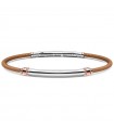 Zancan Men's Bracelet - Spring in Brown Leather with 925% Silver Plate and Rose Gold Elements