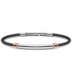 Zancan Men's Bracelet - Spring in Black Leather with 925% Silver Plate and Rose Gold Elements