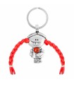 Uno de 50 Unisex Keychain - Classics Pippi in Silver Metal with Braids in Red Cotton