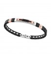 Zancan Men's Bracelet - Hi Teck with 316L Steel Plate PVD Rose Gold and Black Spinels
