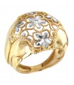 Anello Lorenzo Ungari Donna - Le Scintille Sigillo in Oro Giallo 18 carati con Fiori in Oro Bianco 18 Carati