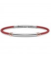 Zancan Men's Bracelet - Spring in Red Leather with 925% Silver Plate and Rose Gold Elements