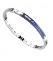Zancan Men's Bracelet - Hi-Teck in 316L Steel with Blue Spinels and White Sapphires