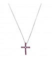 Chirico Necklace - White Gold Rood with Diamonds and Rubies - 0