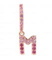 Bronzallure Women's Mono Earring - My Bronzallure with Letter M Pendant and Fuchsia Crystals