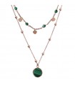 Bronzallure Women's Necklace - Two-Wire Dawn with Green Malachite Elements and Hearts