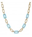 Bronzallure Women's Necklace - Variegated in Gold Forzatina Mesh with Turquoise Magnesite