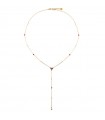 Rue Des Mille Women's Necklace - Galactica Rosario Gold with Heart of Red Zircons and Pearls
